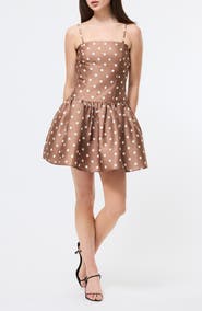French Connection Polka Dot Taffeta Fit & Flare Minidress