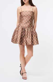 French Connection Polka Dot Taffeta Fit & Flare Minidress