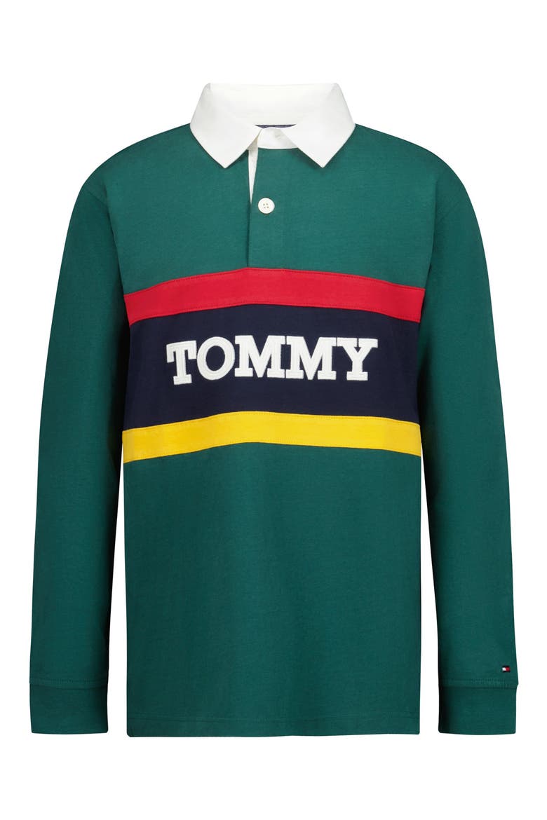 Kids' Collegiate Rugby Shirt, Main, color, JUNE BUG