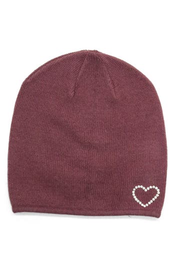 Portolano Crystal Heart Beanie In Pink
