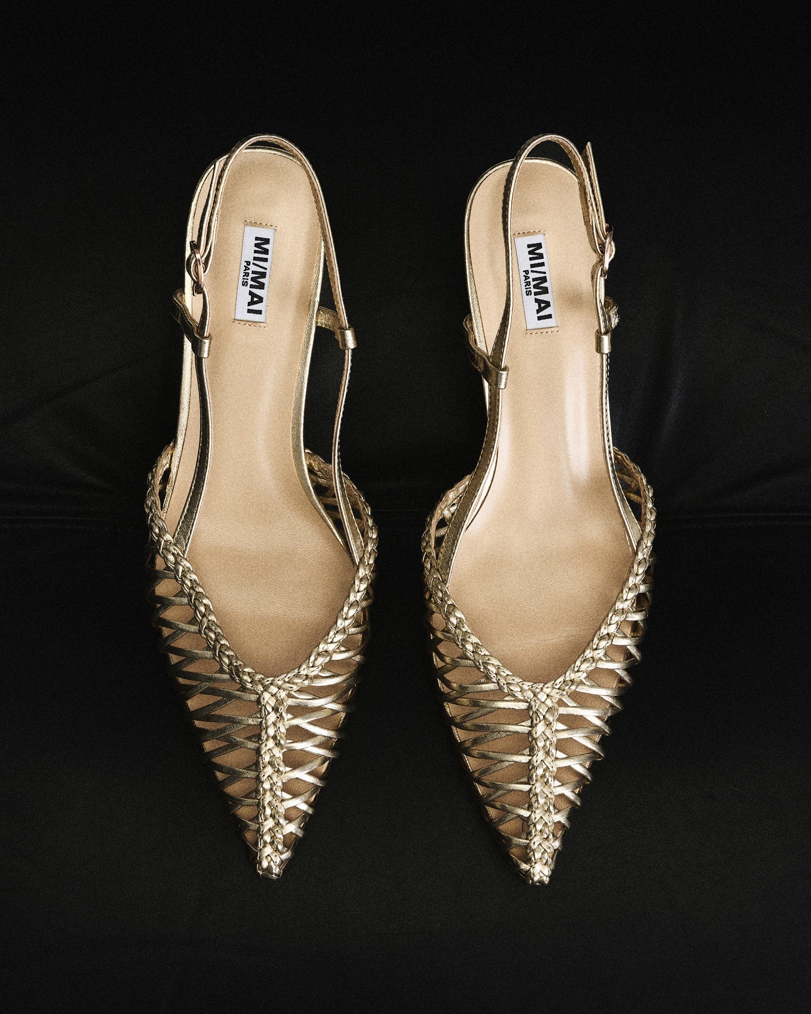 Tessa Woven Pointed Slingback Sandals, Alternate, color, Gold