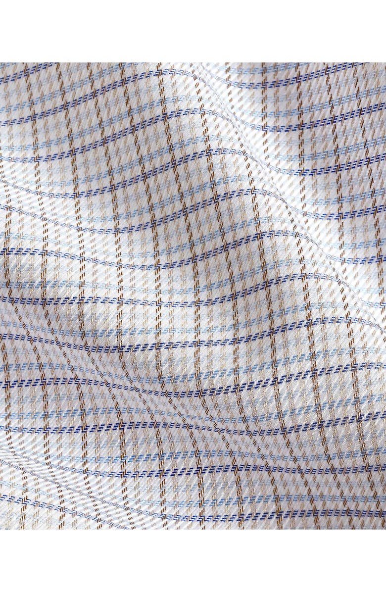David Donahue Trim Fit Twill Check Cotton Dress Shirt, Alternate, color, Dune/Multi