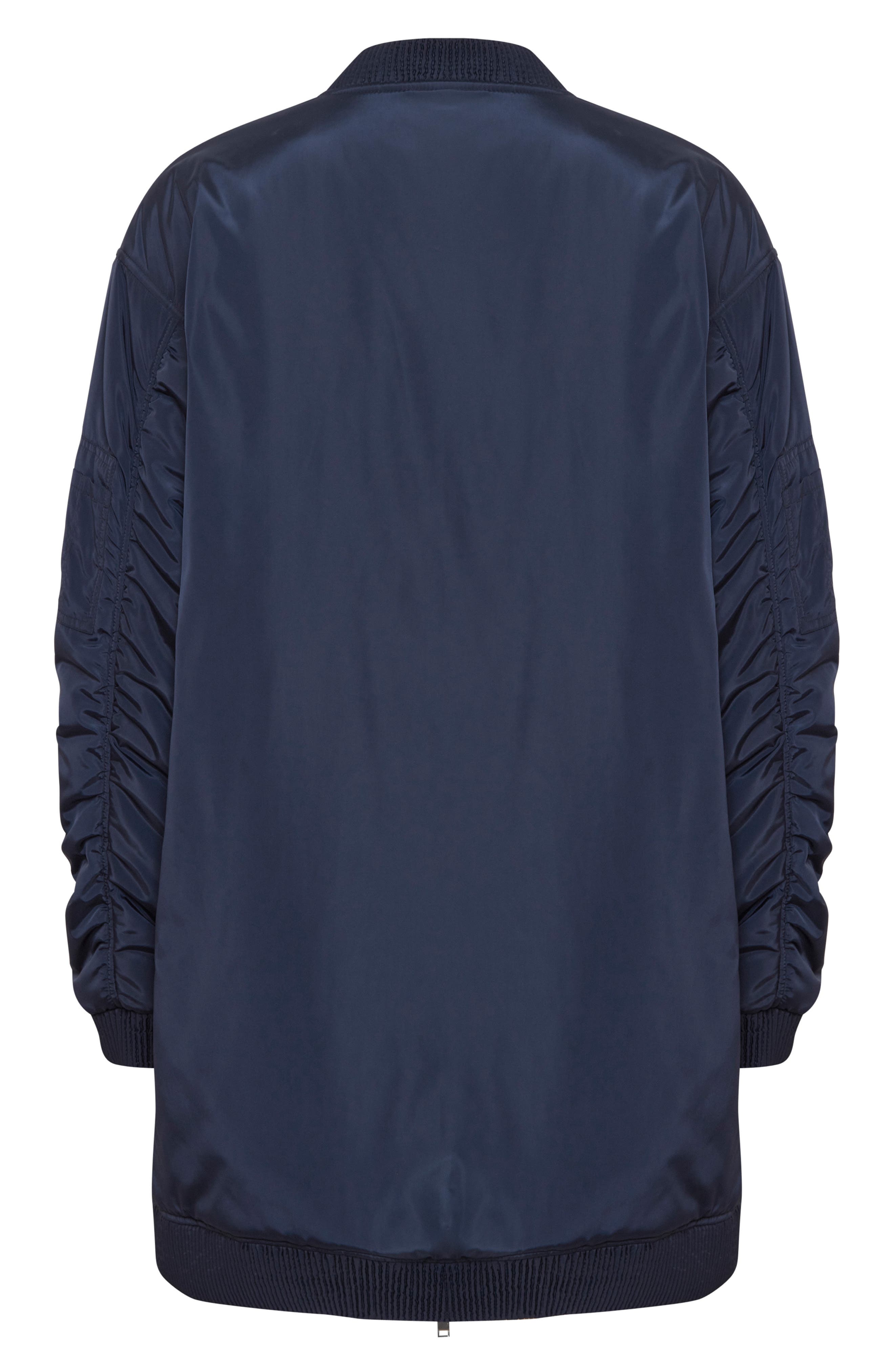 Oversize Ruched Sleeve Bomber Jacket - image 2