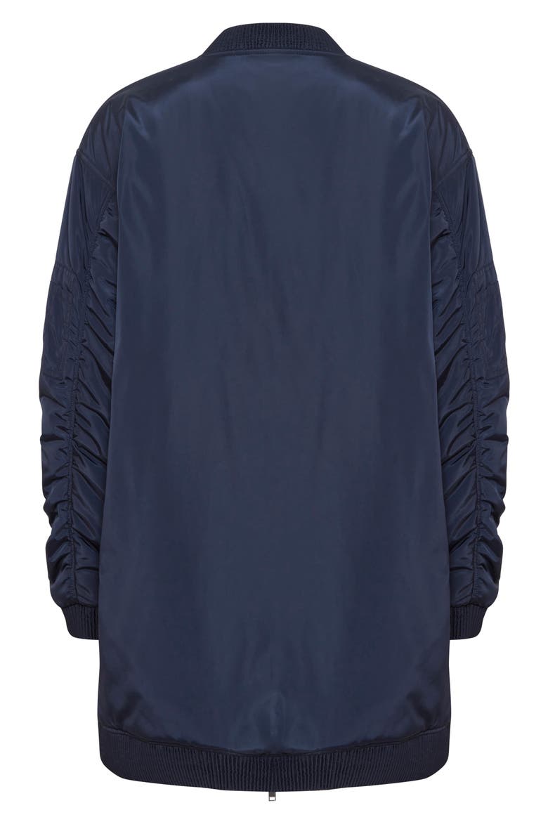 Oversize Ruched Sleeve Bomber Jacket, Alternate, color, DARK NAVY