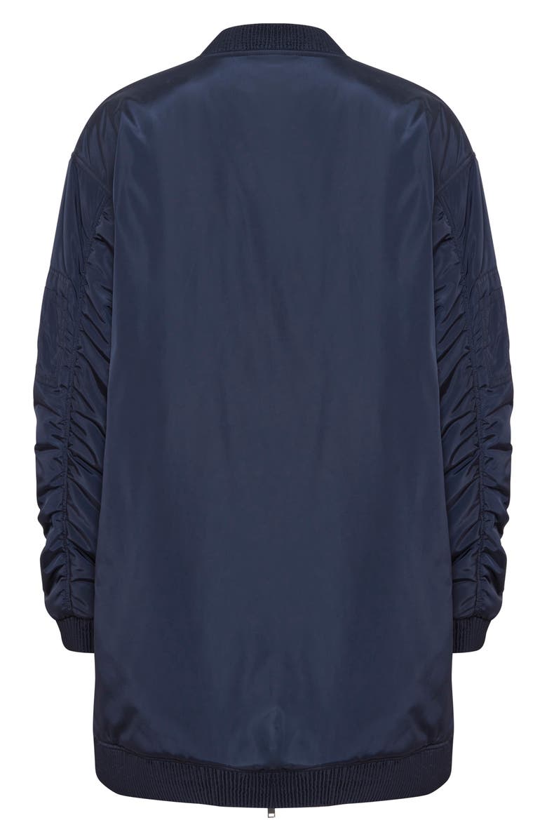 ICHI Oversize Ruched Sleeve Bomber Jacket, Alternate, color, Dark Navy
