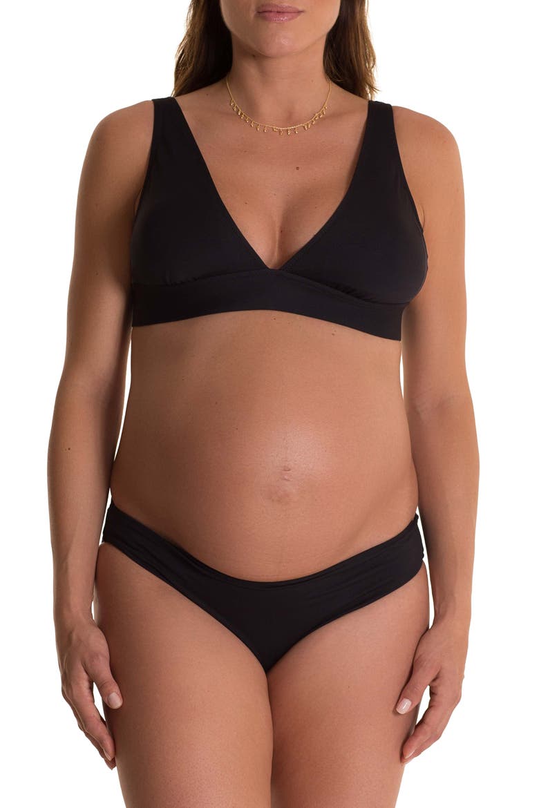 Olivia Maternity Bikini Bottoms, Alternate, color, BLACK