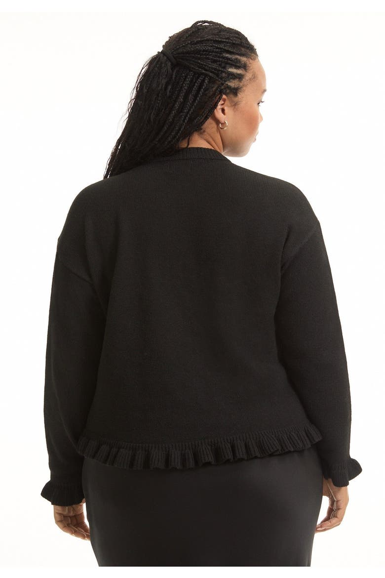 Ruffle Hem Buttoned Sweater, Alternate, color, BLACK ONYX