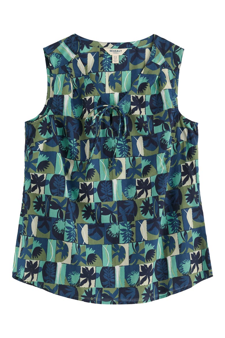 Cobbs Well Printed Sleeveless Organic Cotton Top, Alternate, color, FLORAL SPLICE SARDINE