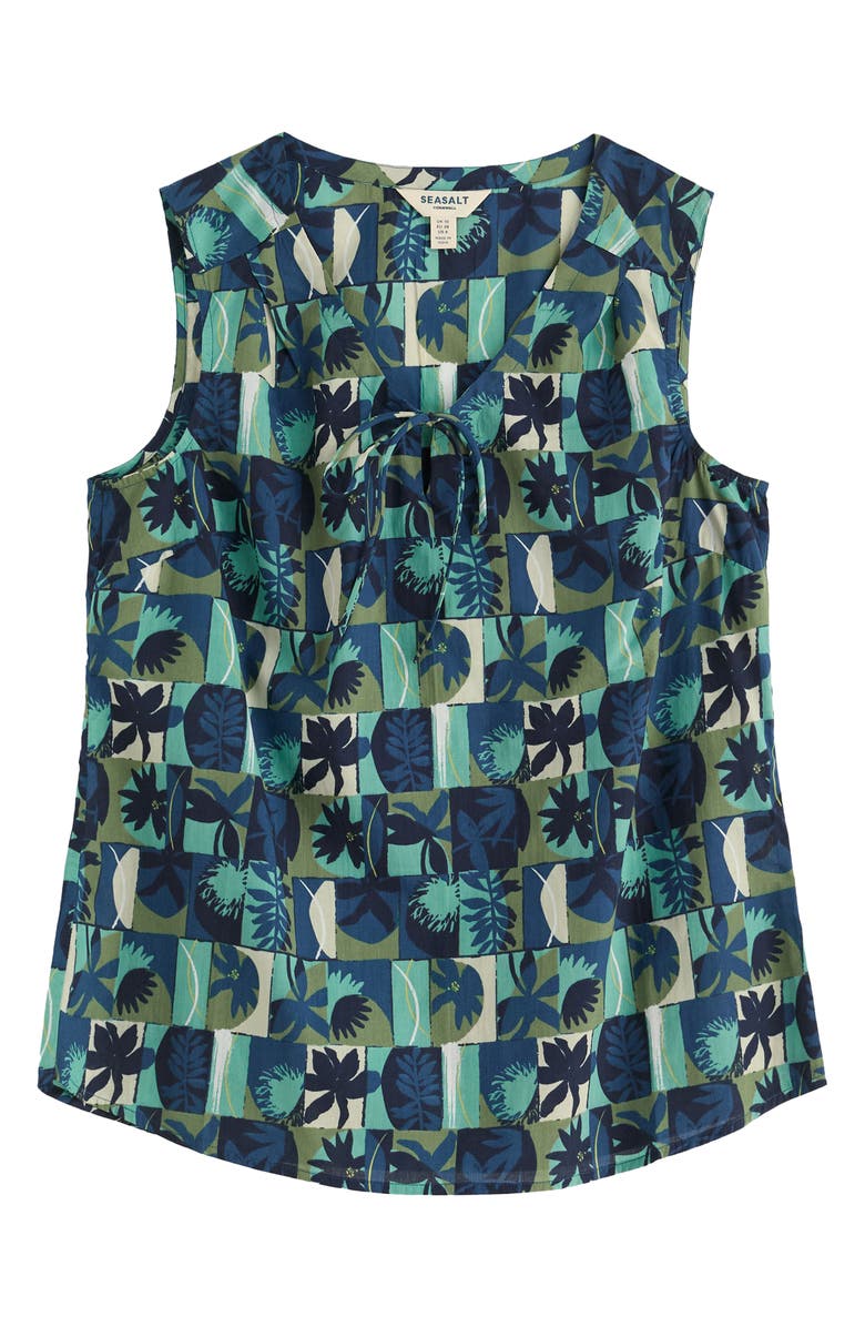 Seasalt Cornwall Cobbs Well Printed Sleeveless Organic Cotton Top, Alternate, color, Floral Splice Sardine