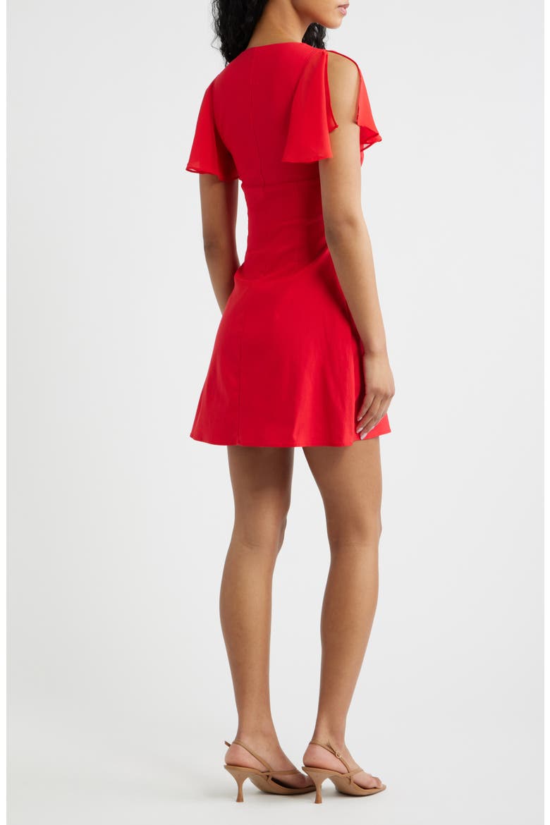 Florie Corset Chiffon Sleeve Minidress, Alternate, color, RED