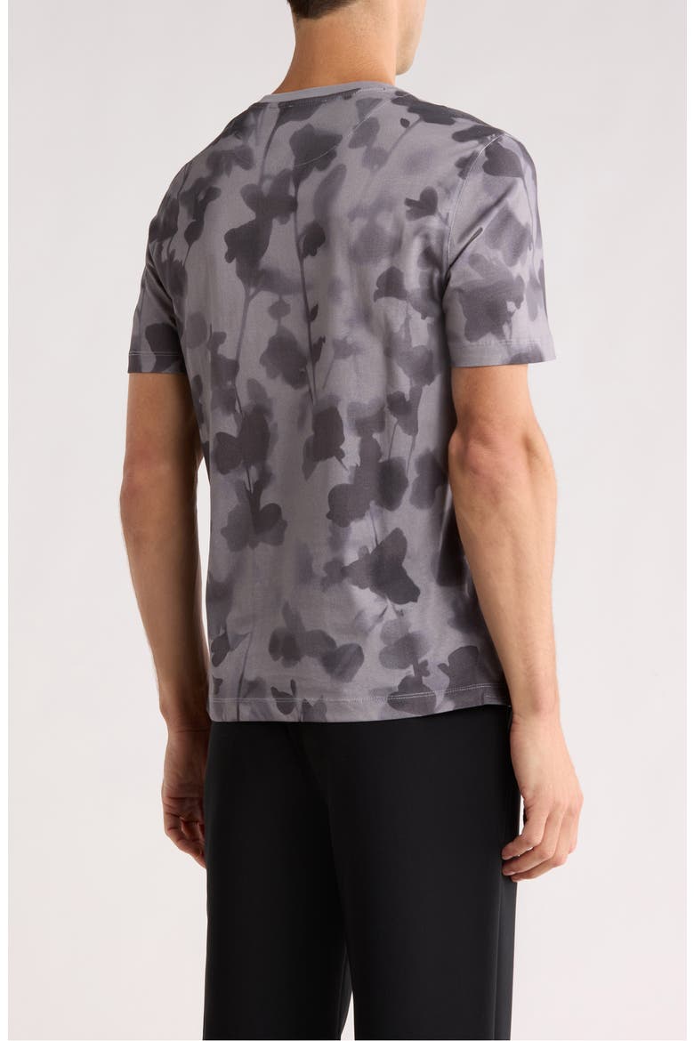 Denniss Floral Print Cotton T-Shirt, Alternate, color, DARK GREY
