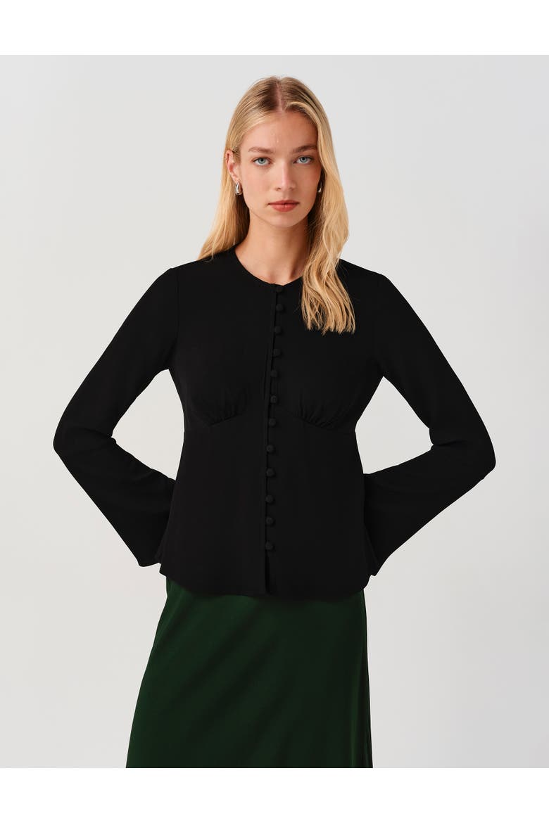 Ceaira Button Down Bell Sleeve Blouse, Main, color, Black
