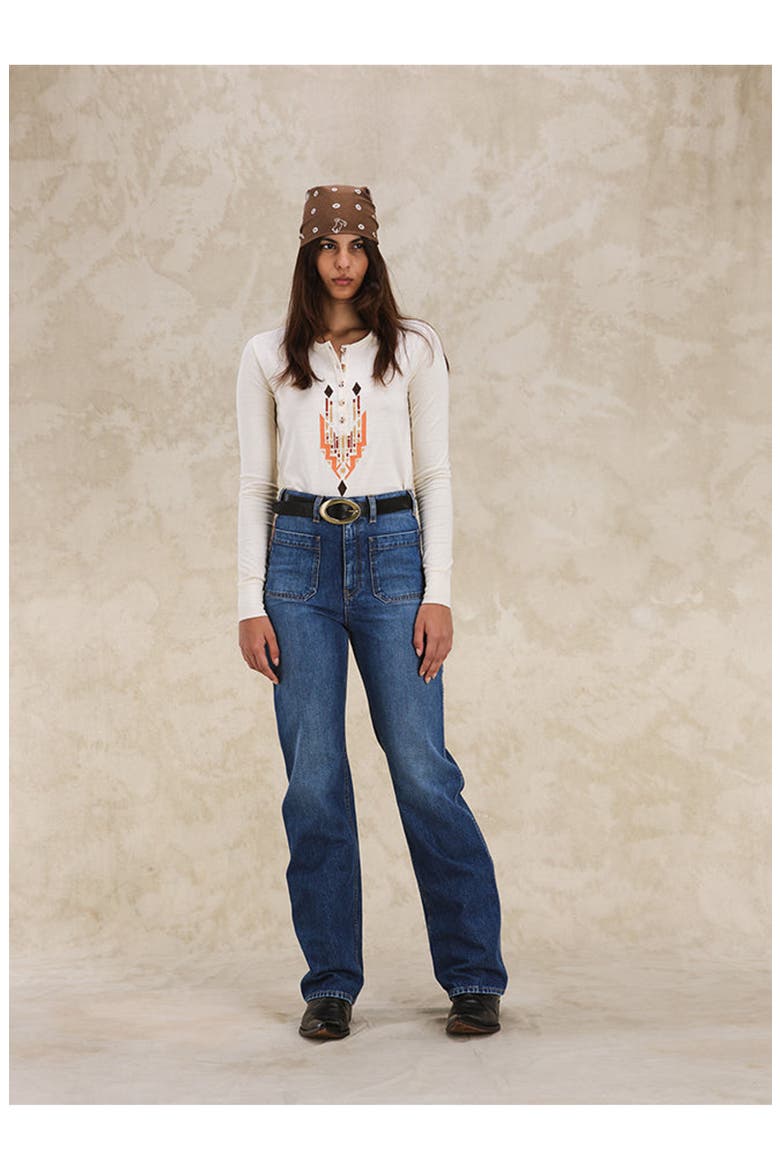Coralie Seraph Multi-Color Embroidered T-Shirt, Alternate, color, MILK