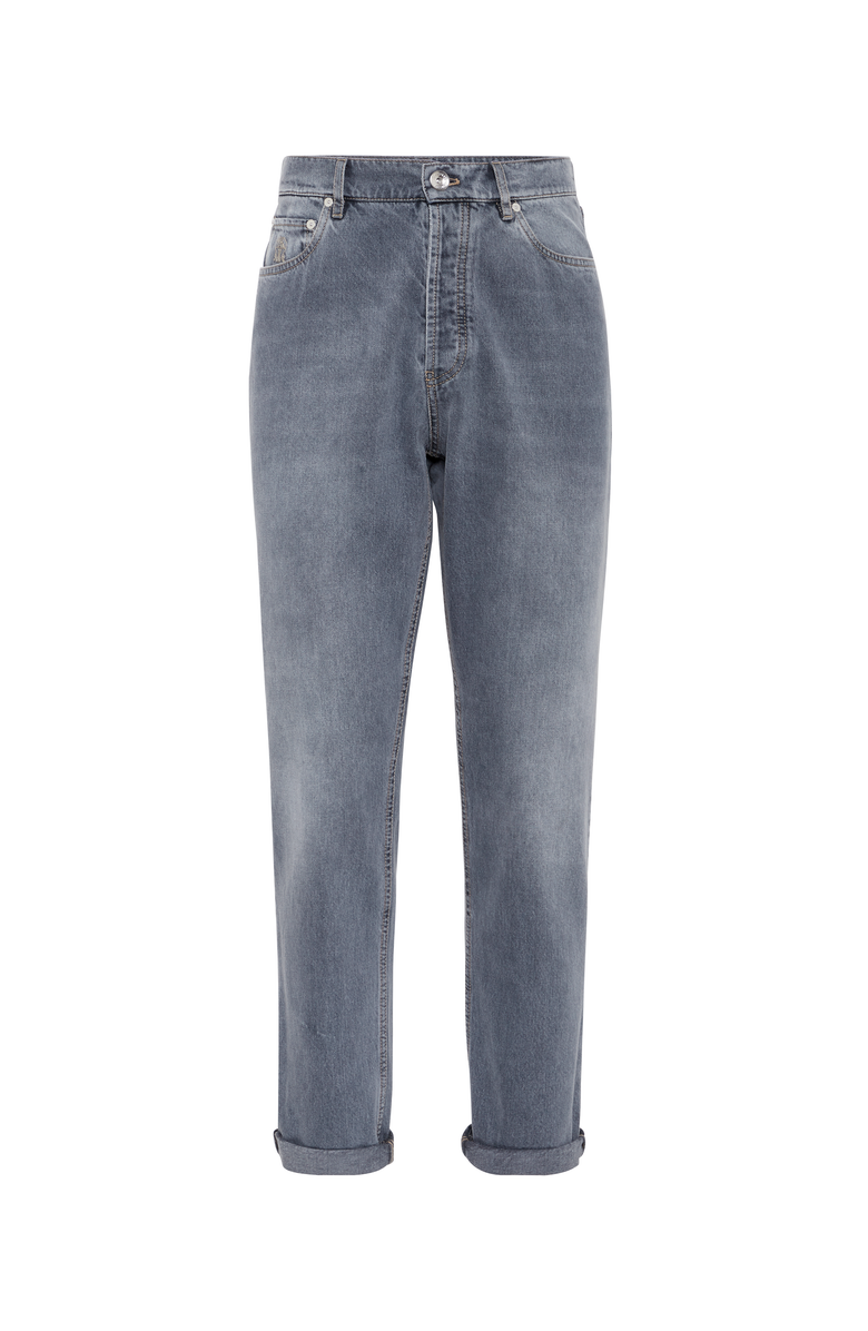 Brunello Cucinelli Greyscale denim iconic fit five-pocket trousers, Main, color, 