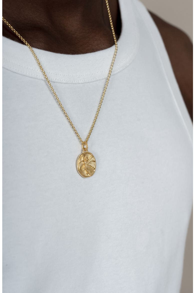 Men's St. Michael Talisman Necklace, Alternate, color, Yellow Gold Vermeil