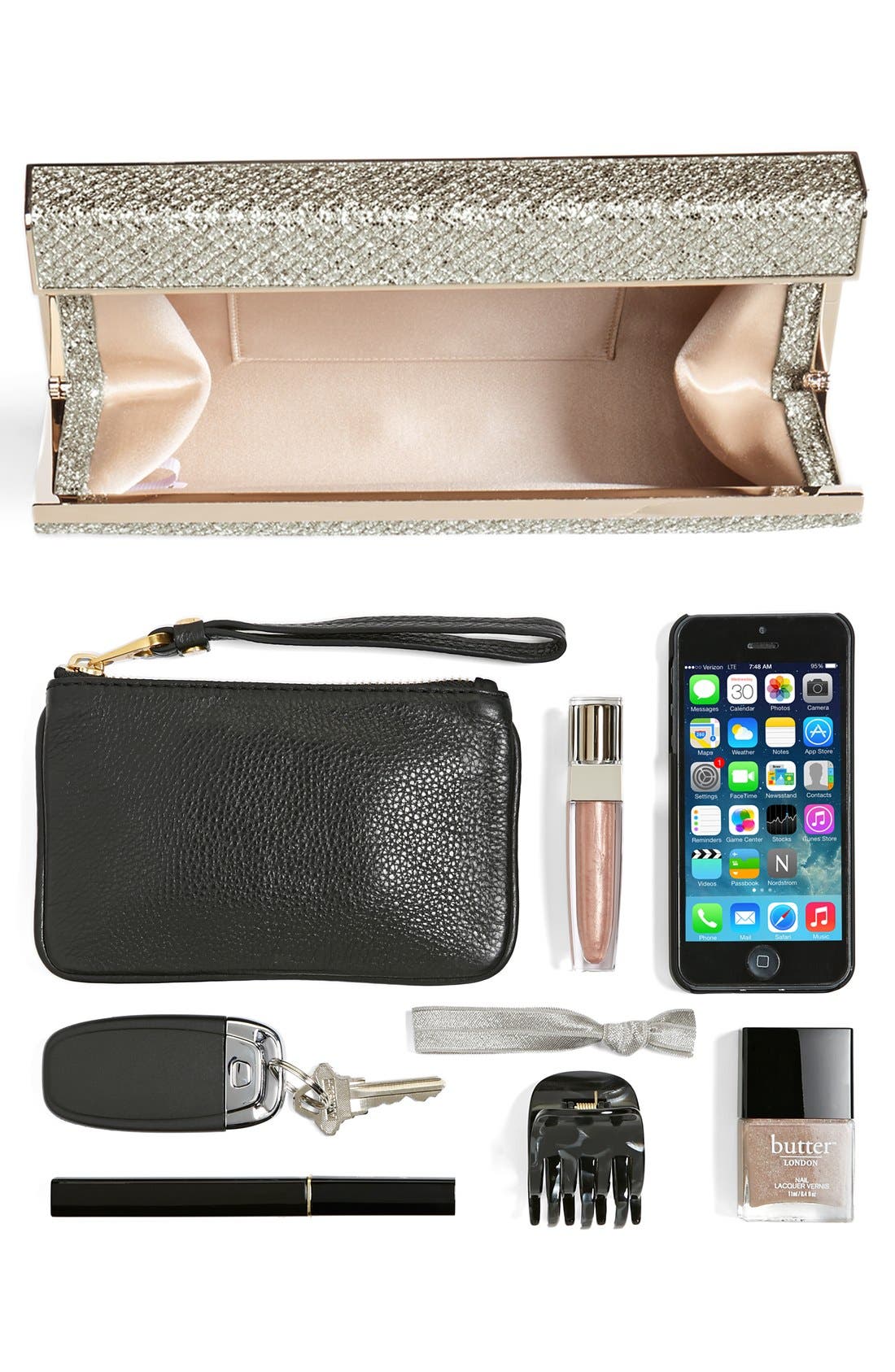 'Cayla' Glitter Clutch, Alternate, color, CHAMPAGNE
