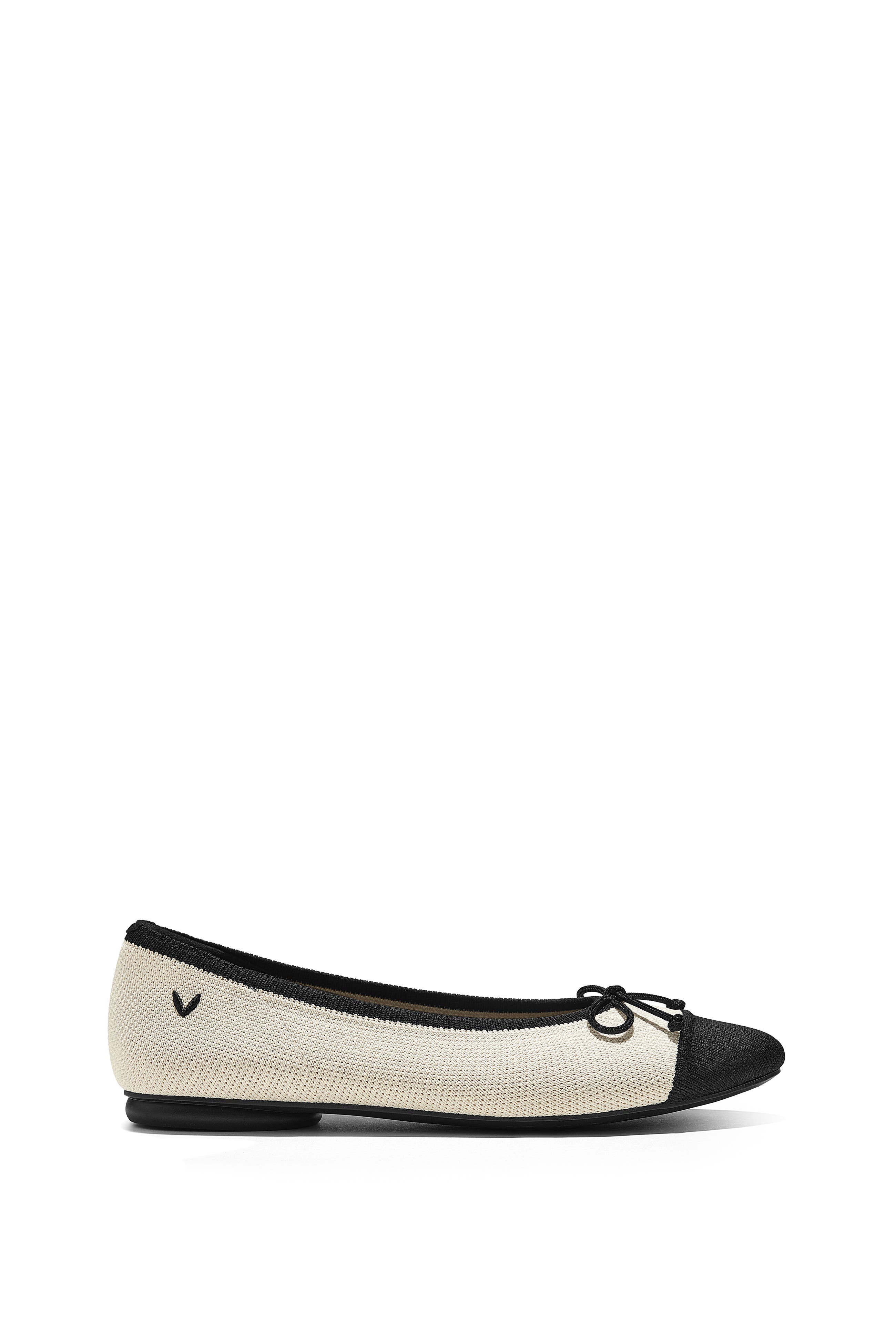 Tiana Almond-Toe Bow Flats, Alternate, color, Cream Ivory Black