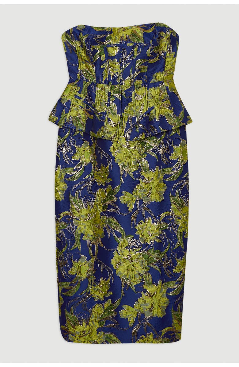 Karen Millen Petite Floral Jacquard Midi Pencil Dress, Alternate, color, Multi