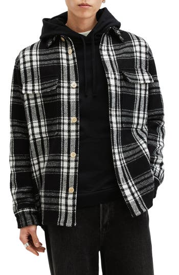 Allsaints Imber Relaxed Fit Check Overshirt In Black