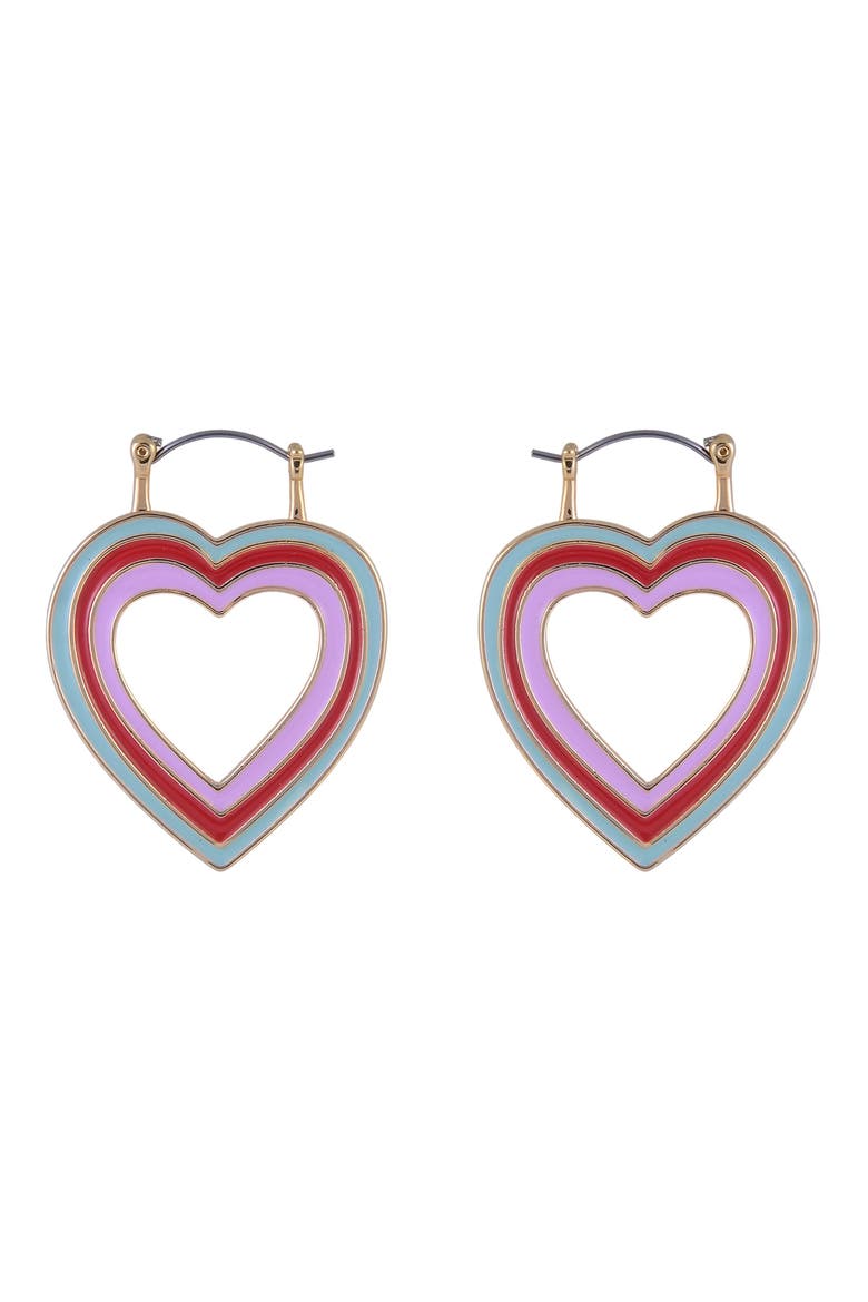 Enamel Heart Hoop Earrings, Alternate, color, Red