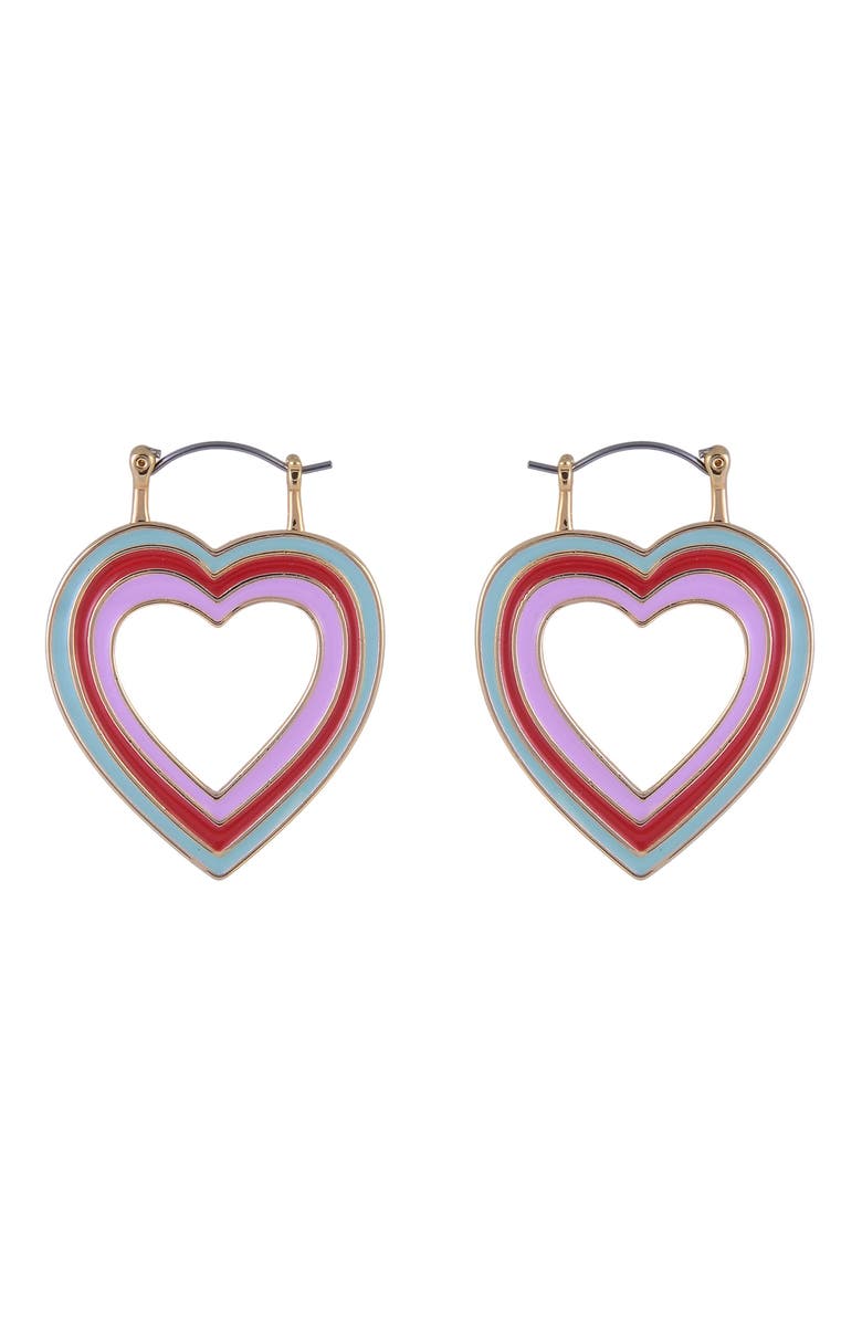 Hallmark Enamel Heart Hoop Earrings, Alternate, color, Red