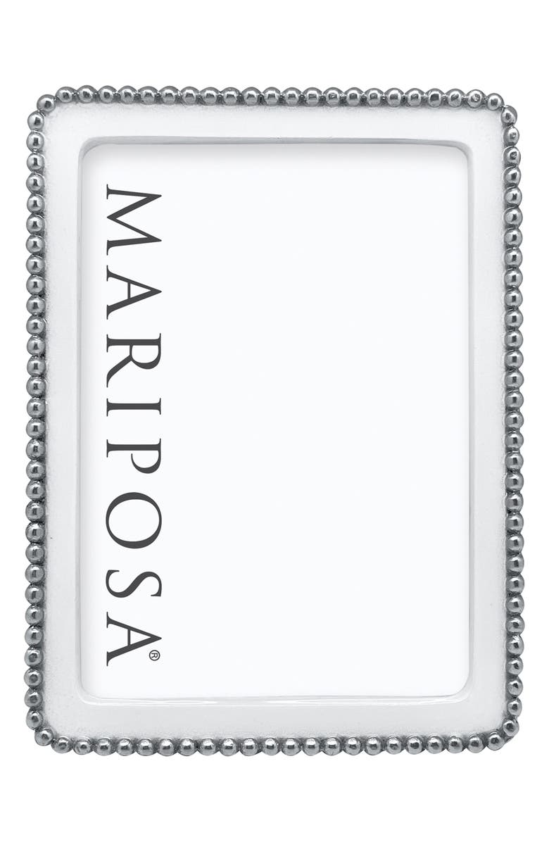 Mariposa Beaded Sand Cast Aluminum Picture Frame, Alternate, color, White