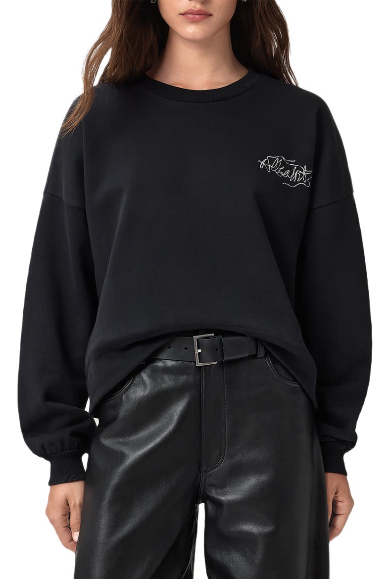 Reel Lila Logo Cotton Graphic Sweatshirt, Main, color, WASHED BLACK