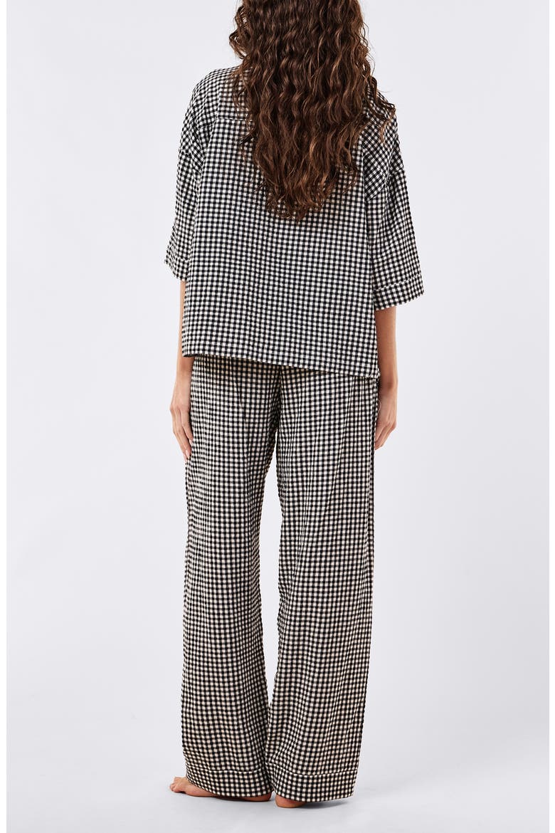 Seersucker Gingham Pajamas, Alternate, color, DEEP NAVY/ CREAM