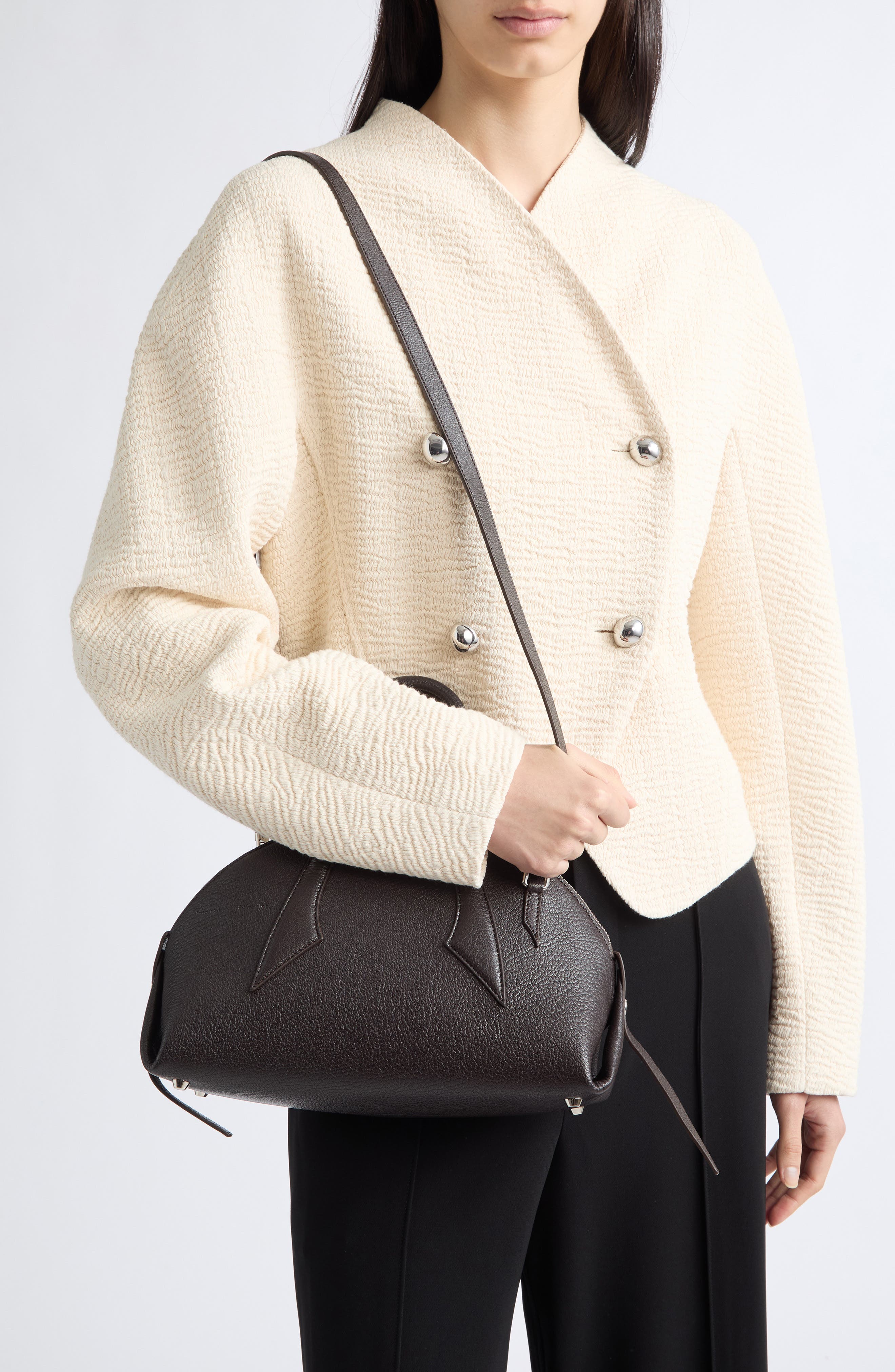 Small Bowler Bag, Alternate, color, EBONY