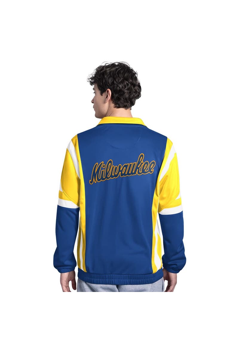 Men's Starter Royal/Gold Milwaukee Brewers Contender Tricot Full-Zip Track Jacket, Alternate, color, Royal
