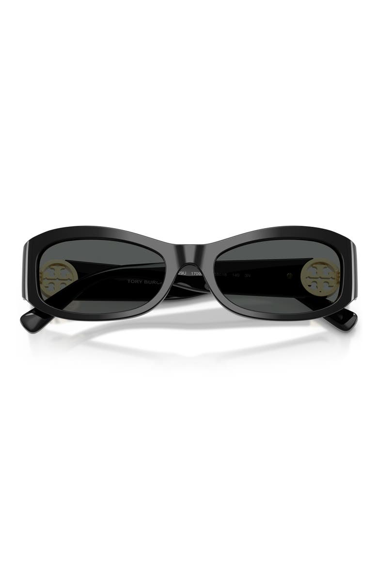 55mm Rectangular Sunglasses, Alternate, color, BLACK / DARK GREY