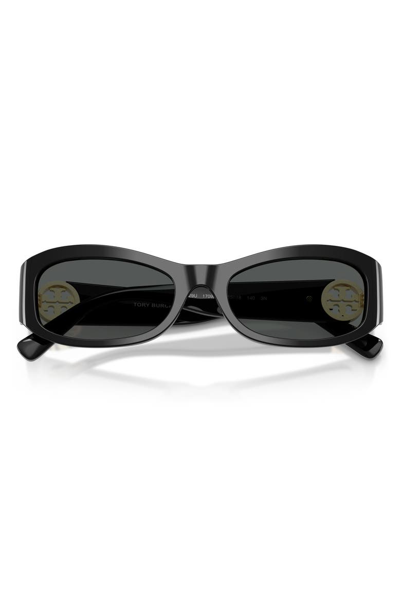 Tory Burch 55mm Rectangular Sunglasses, Alternate, color, Black / Dark Grey