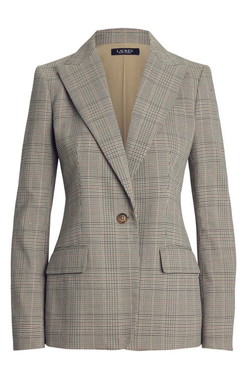 Ralph Lauren Lauren Glen Plaid Cotton Blend Twill Blazer In Navy/tan Multi