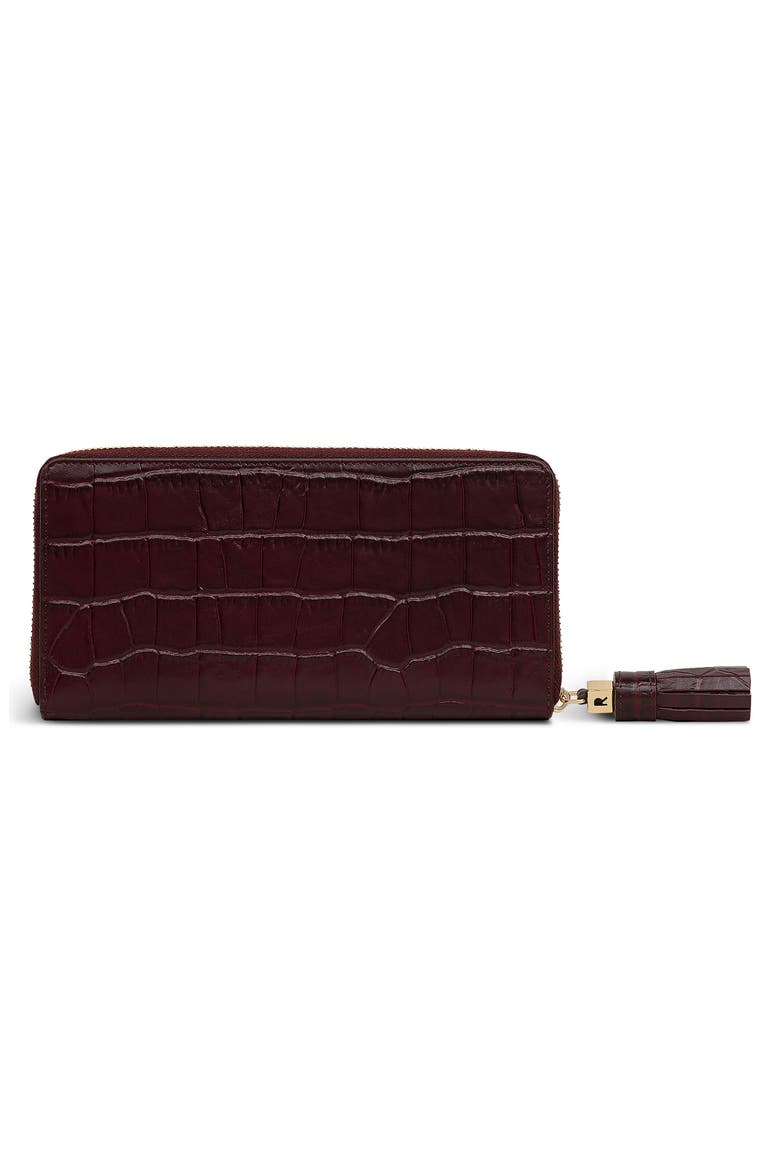 Noble Alley Croc Embossed Zip Wallet, Alternate, color, DARK CHERRY