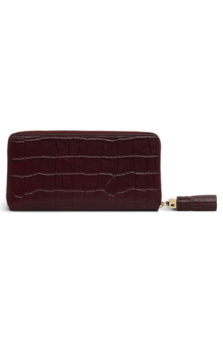 Radley Noble Alley Croc Embossed Zip Wallet, Alternate, color, Dark Cherry