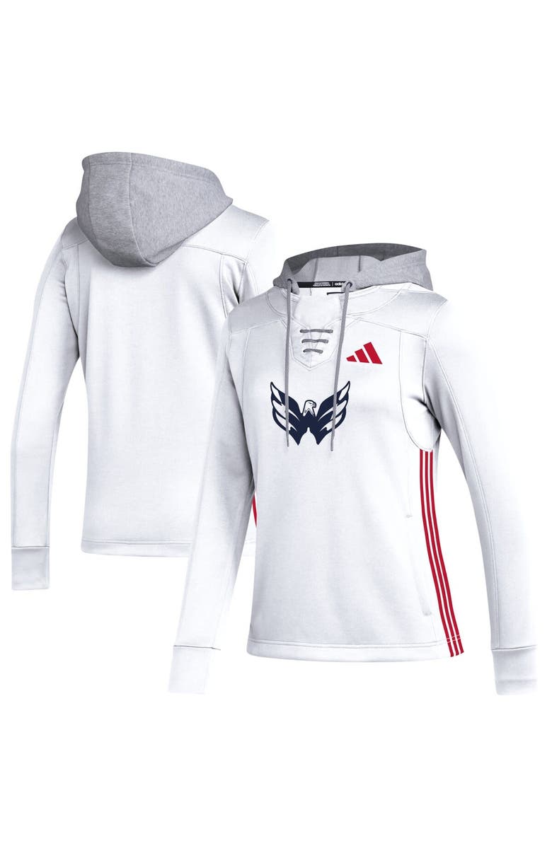 adidas Women's adidas White Washington Capitals Refresh Skate Lace AEROREADY Pullover Hoodie, Main, color, 