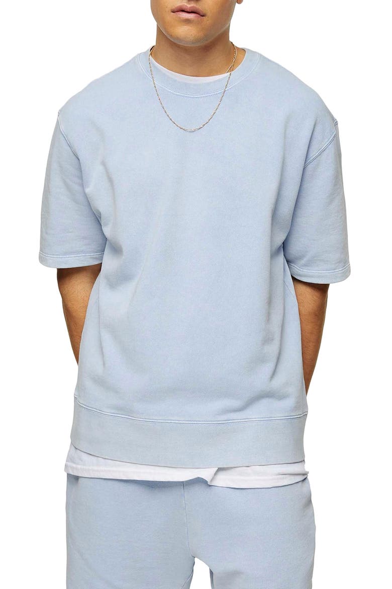Short Sleeve French Terry Sweatshirt, Main, color, BLUE