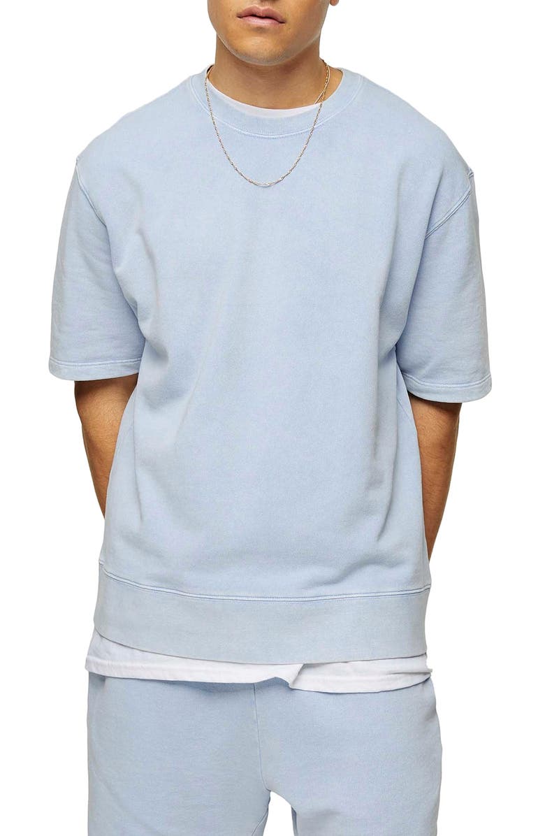 Topman Short Sleeve French Terry Sweatshirt, Main, color,
