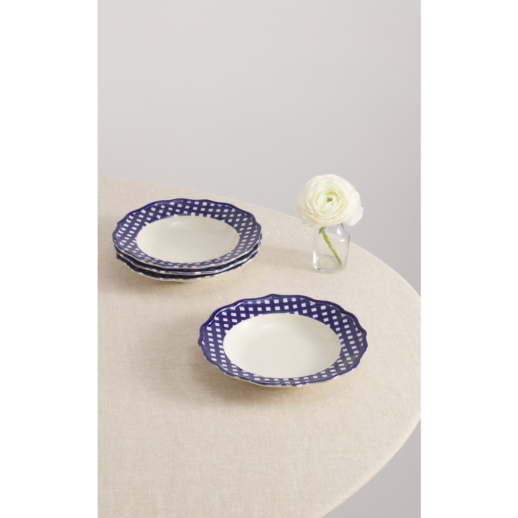 Maison Madison Home Beatrix 9,2'' Pasta Bowl Set Of 4 In Blue/cream
