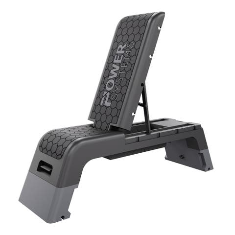 Aerobic Deck, Adjustable Fitness Deck Bench w/Adjustable Deck & Resistance Band Clips