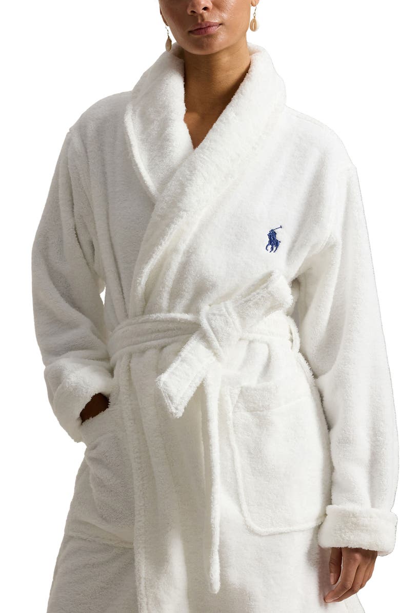 Polo Ralph Lauren Bear Embroidered Terry Cloth Robe, Alternate, color, American Flag Bear