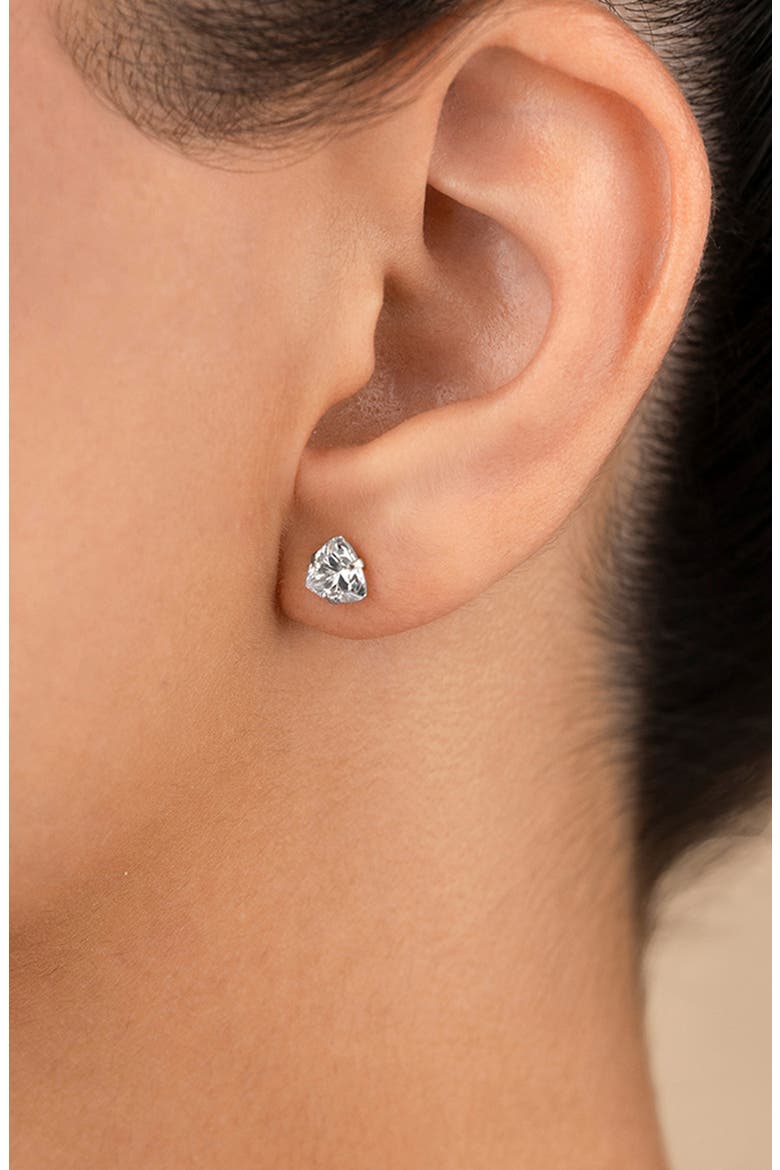 Trillion Cut Cubic Zirconia Stud Earrings, Alternate, color, SILVER
