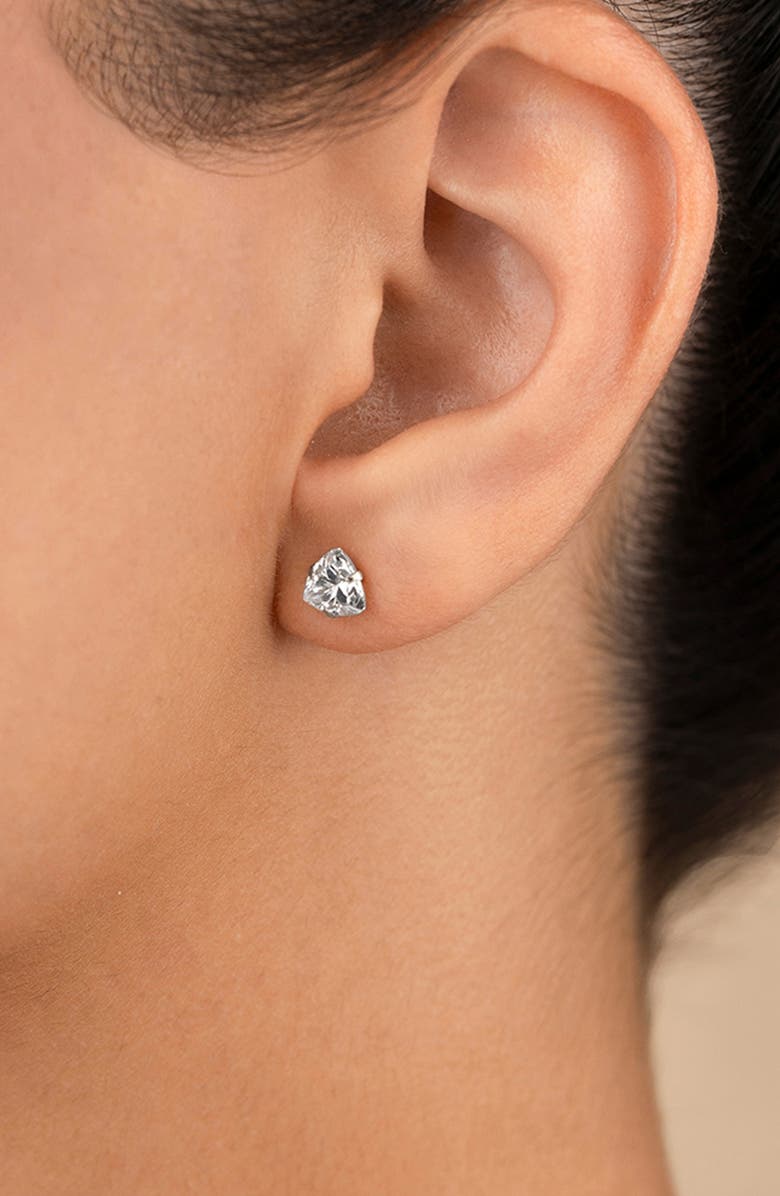 Sterling Forever Trillion Cut Cubic Zirconia Stud Earrings, Alternate, color, 