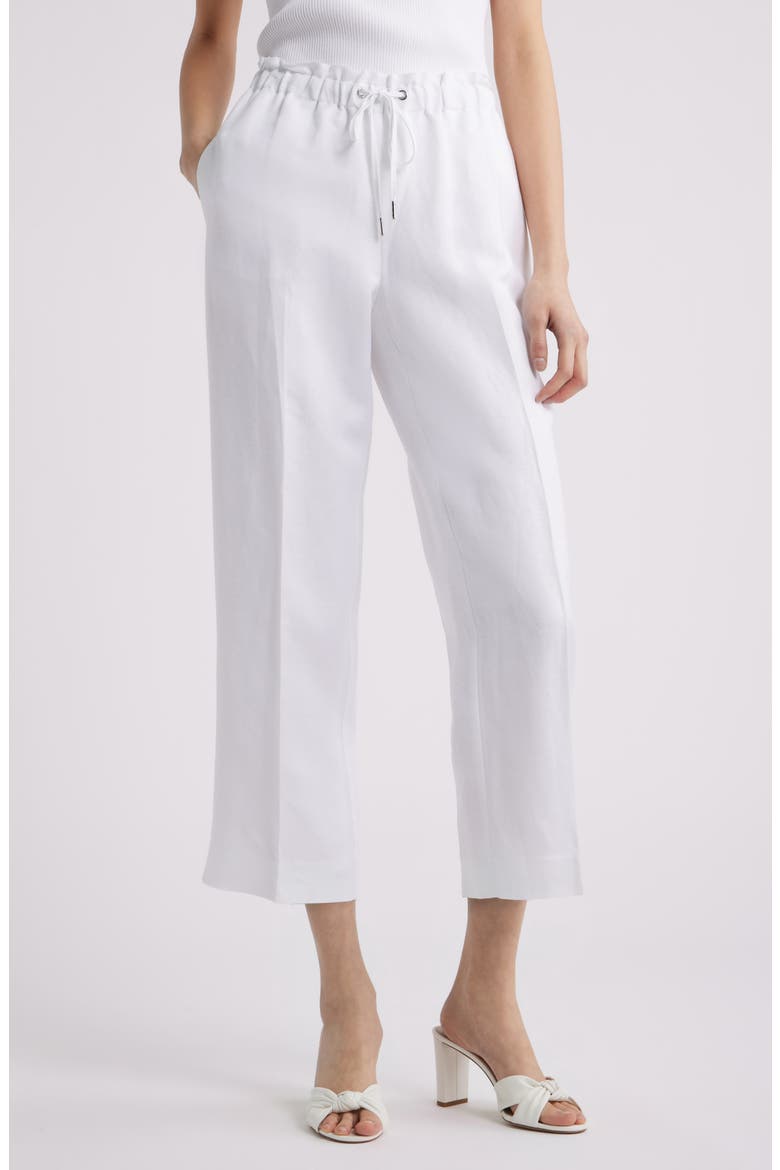 Linen Blend Drawstring Pants, Main, color, CRISP WHITE