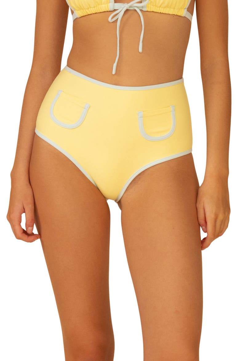 Polly Contrast Trim Bikini Bottoms, Main, color, SUNSHINE