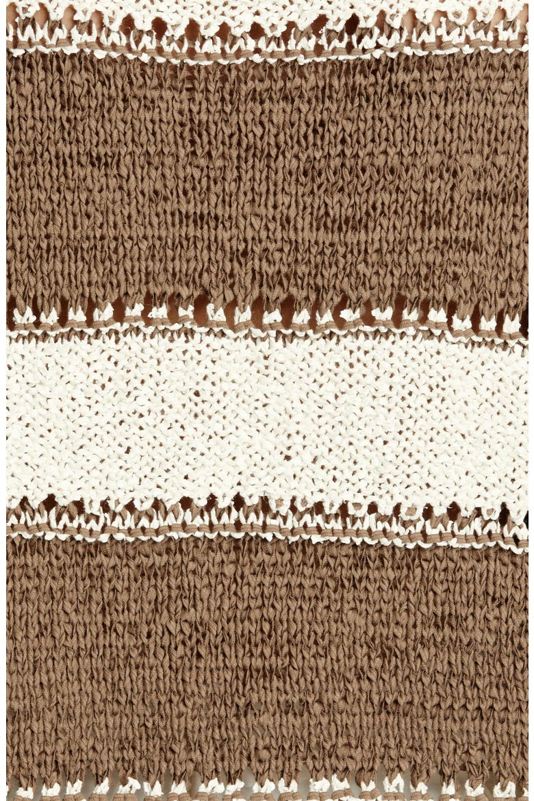 Pointelle Stripe Sweater, Alternate, color, LIGHT/ PASTEL BROWN
