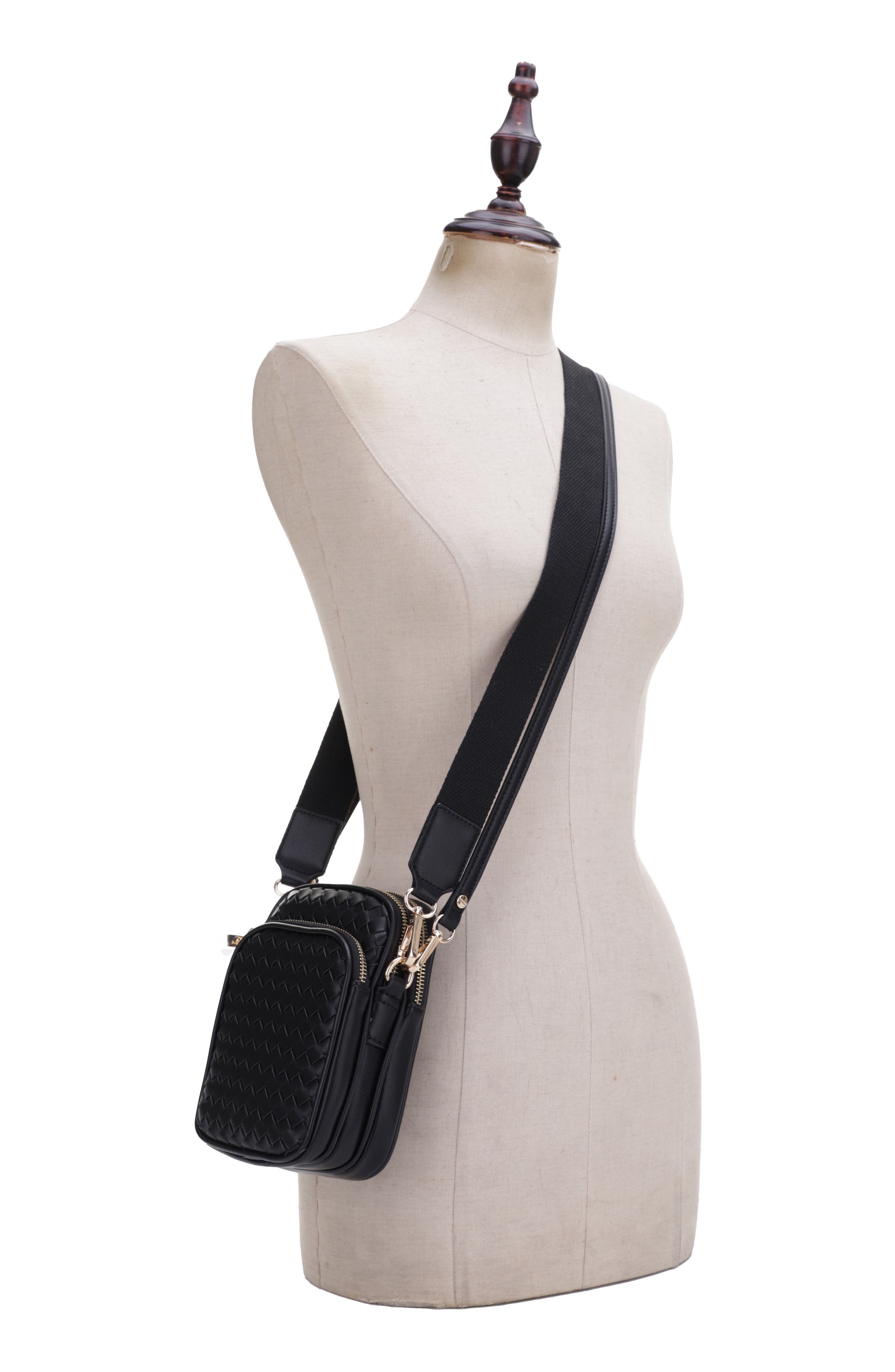 Mali + Lili Josephine Woven Vegan Leather Crossbody Bag, Alternate, color, 