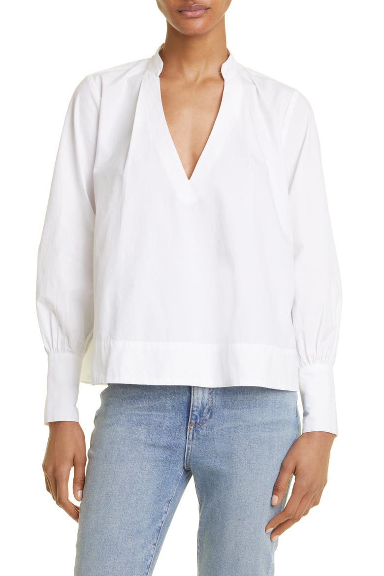 Freya Floral Embroidered Cotton Top, Main, color, WHITE
