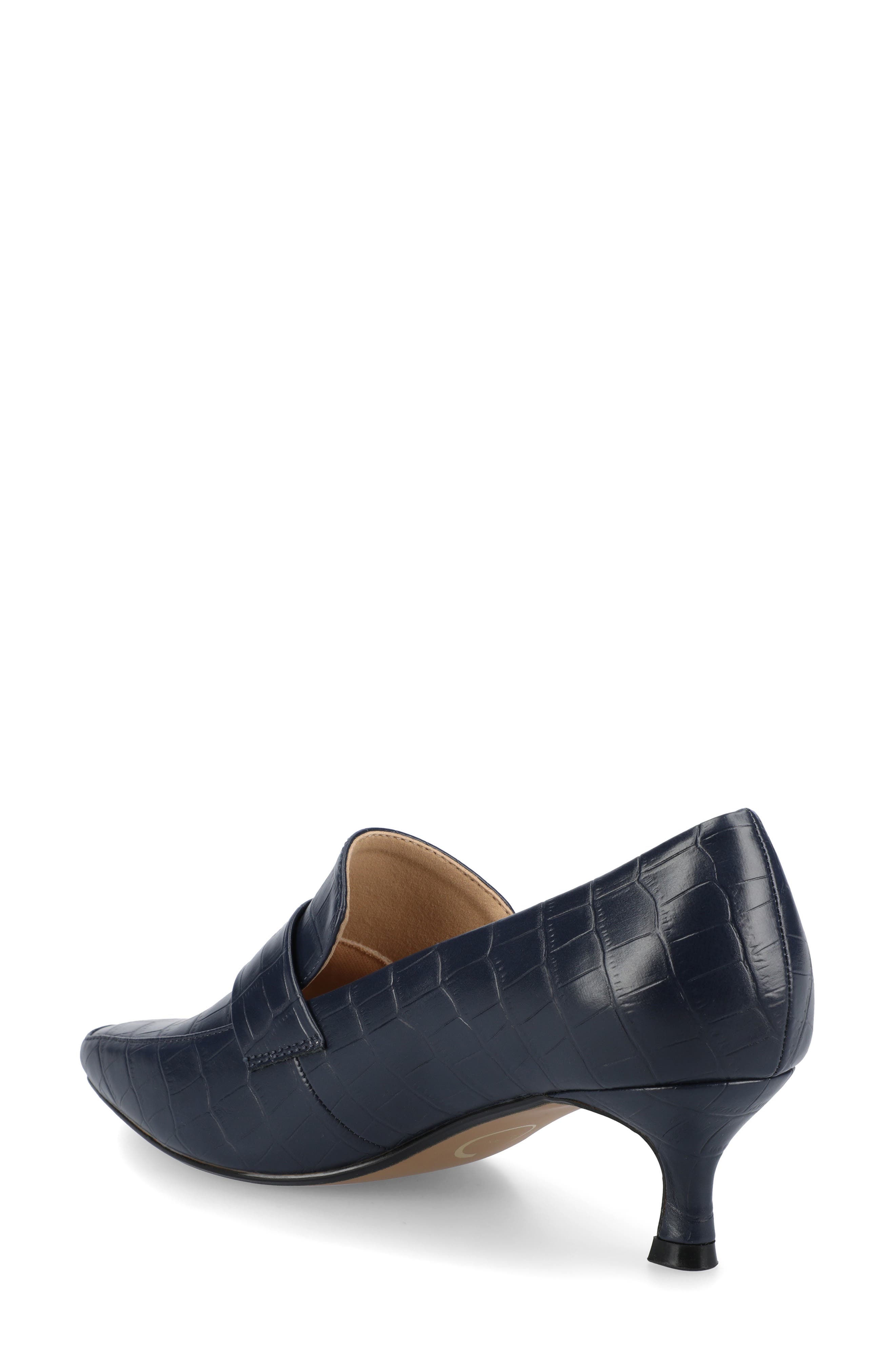 Celina Croc Embossed Loafer Pump - Wide Width Available, Alternate, color, NAVY