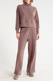 90 DEGREE BY REFLEX Marled Pique Perry Two-Piece Lounge Set